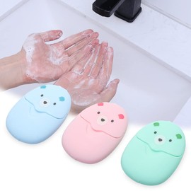 Jxuzh 3 Boxes Soap Paper Soap Sheets Disposable Soap Paper Soap Sheets Travel Mini Portable Paper Soap Travel Soap Sheets Plastic Box for On the Go Travel Camp Outdoor Hiking 3 Colours