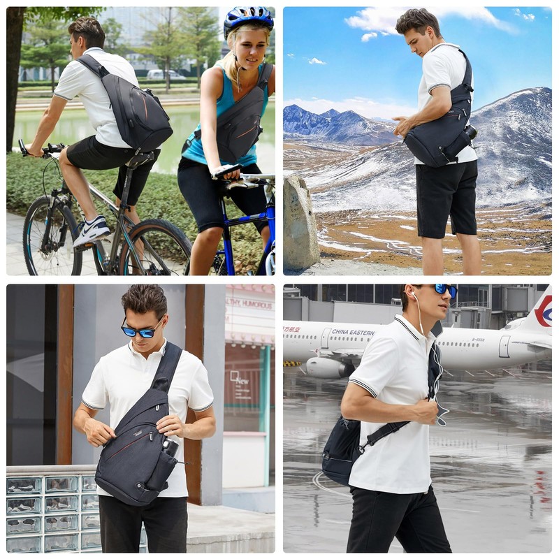 TUDEQU Sling Bag for Men,8 Pocket Sling Backpack Men,19L Sling