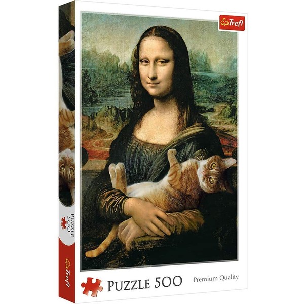 Trefl 500 Piece Jigsaw Puzzles, Mona Lisa and a Purring Kitty