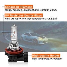 DZG H9 Halogen Headlight Bulbs 12V 65W 4300K Warm White Halogen Fog Light Bulbs High Low Beam Replacement Bulbs, Pack of 2