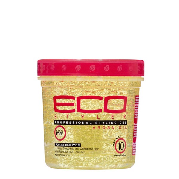 ECOCO Eco Style Gel - Argan Oil - 100% Pure Olive Oil - Promotes Healthy Hair - Nourishes And Repairs Hair - Long-Lasting Shine - 10/10 Maximum Hold - Tames Frizzy Hair - For All Hair Types - 16 Oz