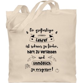 Shirtracer - Cotton Bag - Bags - A Great Teacher Is Hard to Find | Teacher Gift Leaving | Leaving Gift School Teacher, 1 natural white