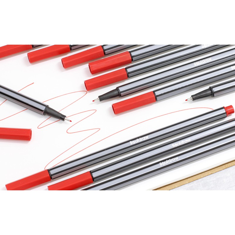 Liquidraw 12 Red Fineliner Pens Set Fine Point Pens 0.4mm