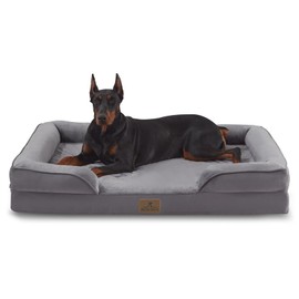 Bedfolks Orthopedic Dog Bed, Waterproof Dog Sofa Bed for Extra Large Dogs, Egg Foam Pet Couch Bed with Removable Washable Cover and Nonslip Bottom, Dark Grey