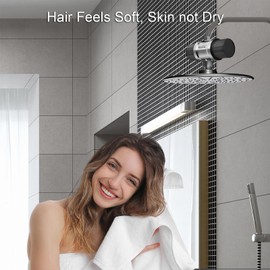 High Flow Shower Filter for Sensitive Skin & Hair with Metal Threads, Anti-Clogging Shower Head Filter, Reduces Chlorine, Scale, Chloramine, Sediments, and Odor