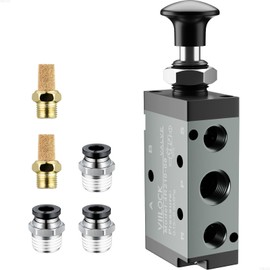 VIILOCK Pneumatic Air Hand Lever Valve, 5 Way 2 Position 1/4”NPT Solenoid Valve Manual Control Direct Driving Type Push-Pull 4R210-08