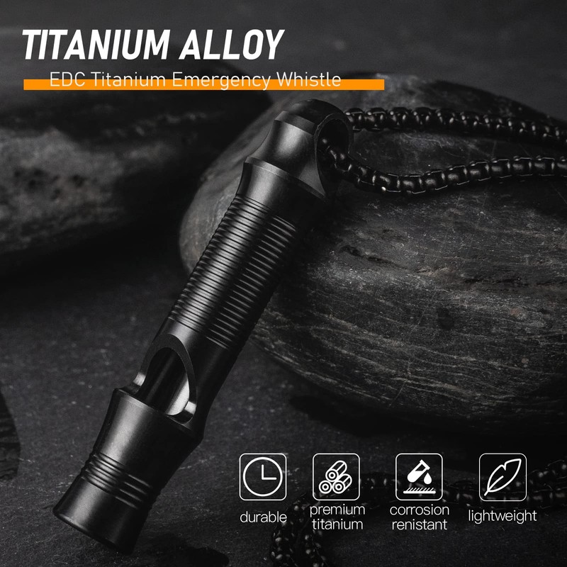 TISUR Titanium Emergency Whistle,EDC Safety Whistles Necklace Loud up to