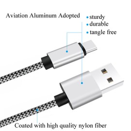 Ailun USB Type C Cable 3ft 3Pack High Speed Type-C to USB A Sync and Charging Nylon Braided Cable for Galaxy S22,Galaxy S21,Galaxy s20 and More Smartphone Tablets Silver BlackGrey NOT Micro USB