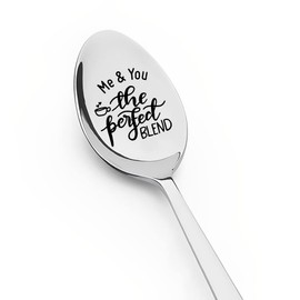 Boyfriend Girlfriend Spoon Gifts for Anniversary Birthday Gifts for Husband Wife Tea Coffee Spoon for Coffee Lovers Engraved Me & You The Perfect Blend Spoon for BF GF Fiance Couple Gifts for Christmas