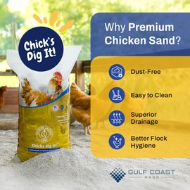 Premium Chicken Sand 50 lbs (4-Pack) – Dust-Free, Odor-Control Bedding for Chicken Coops, Nesting Boxes, and Runs – Natural Poultry Litter, 200 lbs Total