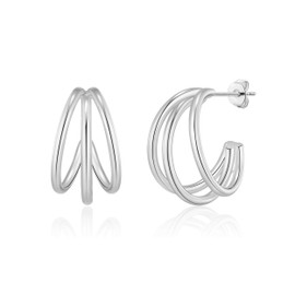 Philip Jones Silver Plated Triple Hoop Earrings
