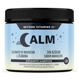 C ALM Glicinato de Magnesio + L-Teanina (Beyond Vitamins) | 400 mg de Magnesio y 100 mg de L-Teanina por Scoop | Super Calm Bebida Funcional Sabor Maracuyá para tu Rutina Nocturna | Sin Azúcar y Vegano | 60 Porciones