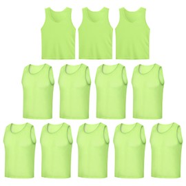 LTHYTY 12 Pack Scrimmage Vest/Team Training Jerseys/Sports Pinnies/Practice Jerseys/Soccer Bibs with Carry Bag (as1, Alpha, s, Regular, Regular, neon Green)