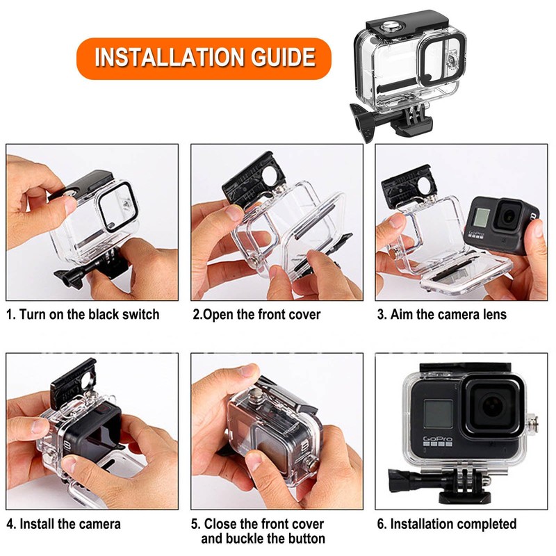 Compatible for Go Pro Hero 8 Black Waterproof Housing Case