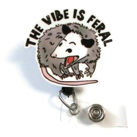 The Vibe is Feral Badge Reel, Funny Possum Badge ID Holder, Opossum Badge ID Holder, Funny Night Shift Badge Reel, Feral Vibe Office Badge Clip, RN Badge Reel