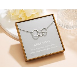 Famdecor Generations Necklace Grandmother Gifts 3 Interlocking Circle Necklace Necklace Christmas Gifts for Grandma Mothers Day Gifts for Grandma
