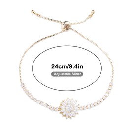 Mikovivi Sunflower Bracelet, Spinning Adjustable Sunflower Bracelet Golden Flower Rhinestone Fidget Anxiety Jewelry Sparkly Statement Accessories for Women