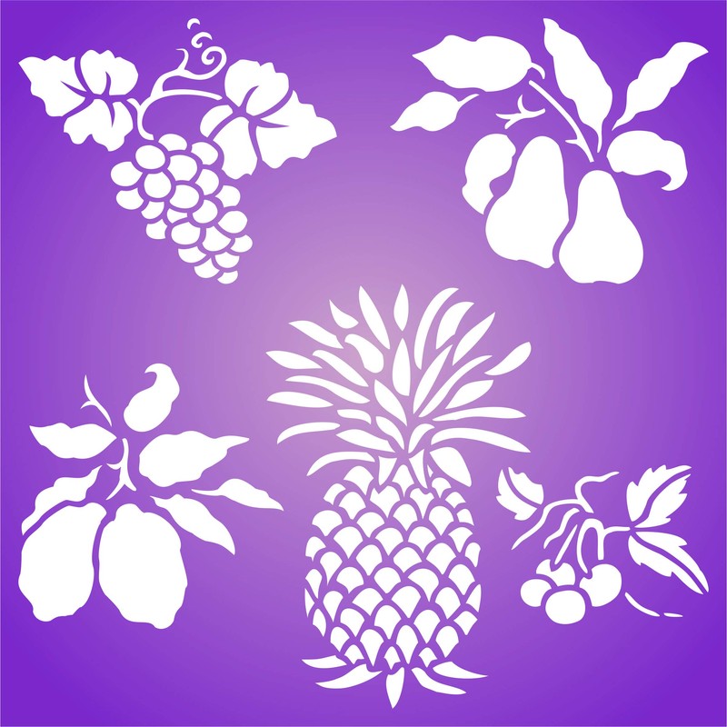 Fruit Stencil, 10 x 10 inch - Pear Grape Cherry