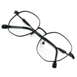VisionGlobal Bifocal Blue Light Blocking Glasses for Women/Men, Computer Reading Glasses, Classic Retro Square Eyewear Reduce Fatigue (Black, 0.00/+2.00 Magnification)