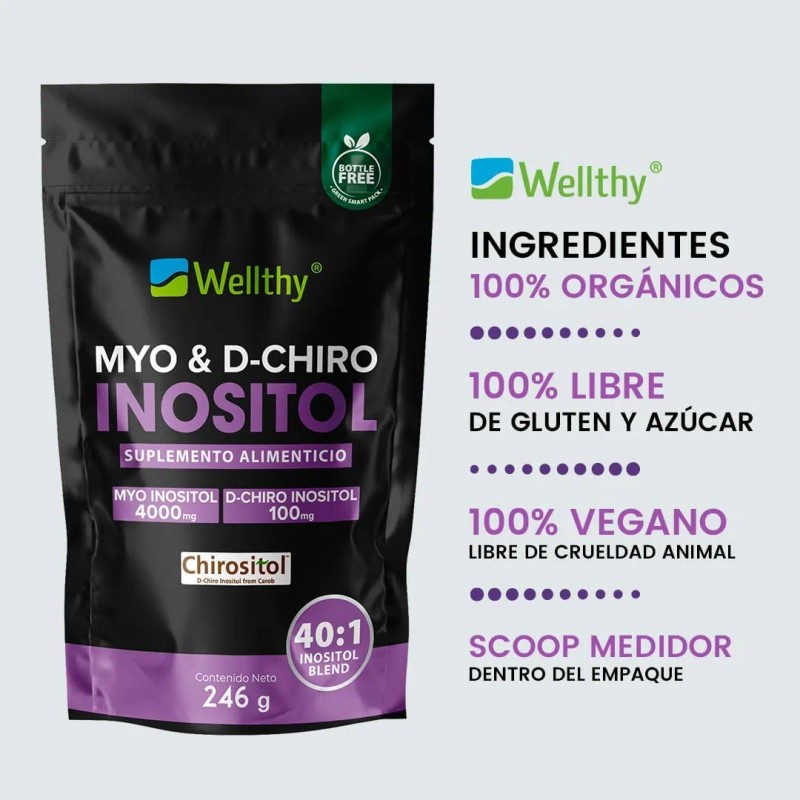 Wellthy Myo & D-chiro Inositol 246g Sabor Sin sabor