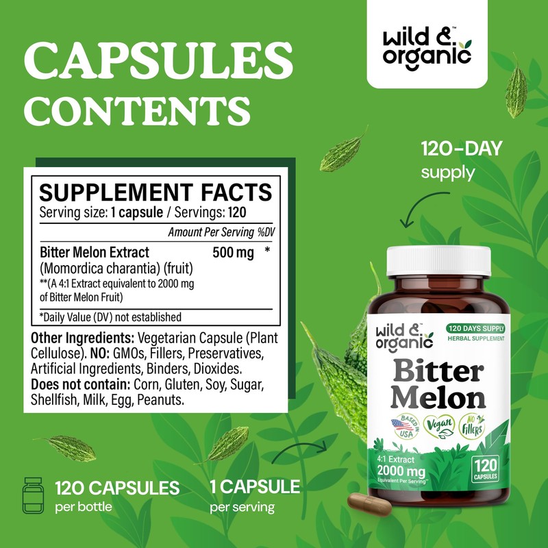 Wild & Organic Bitter Melon Capsules 500 mg - Overall