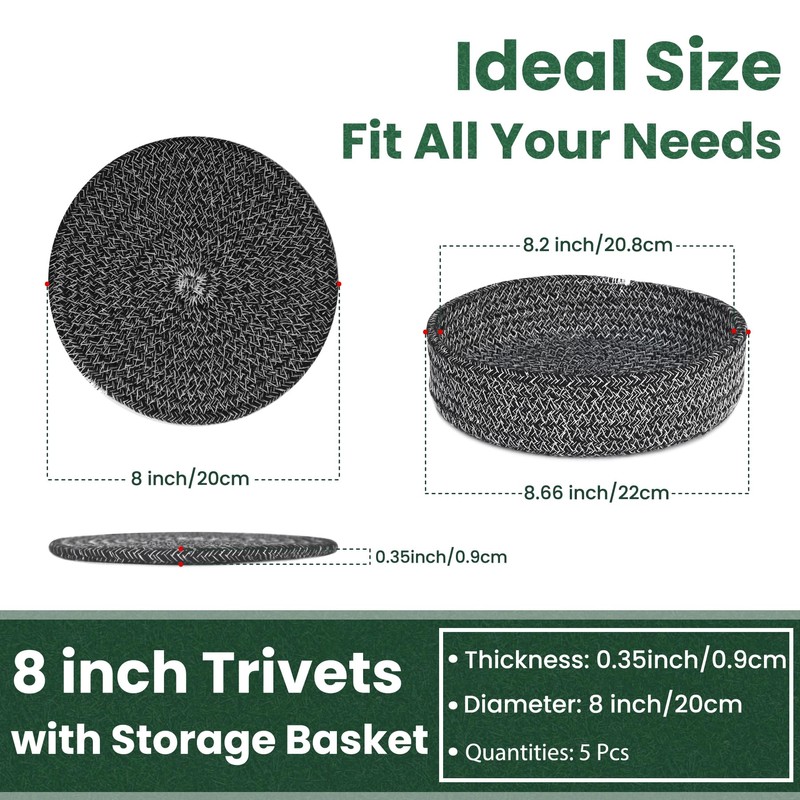 KITLAB 8 Inch Trivets for Hot Dishes, Hot Pots and