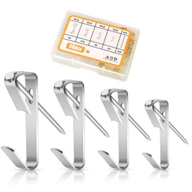Hooks for Hanging Pictures with Nails - ROBUST 50pcs Picture Hanging Kit, Wall Hooks for Hanging Pictures for Picture Frame, Canvas, Mirror, Art (N6 Silver)