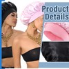Satin Sleep Cap, 2 Pieces Adjustable Silky Sleep Bonnet, Double-Sided