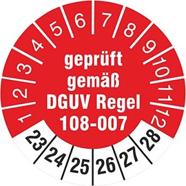 Pack of 200 Test Labels 30 mm Storage Equipment Tested DGUV Rule 108-007 Test Badges Storage Devices 2023-2028 on Roll