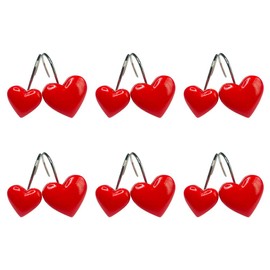 Twofishes Valentine Gift Lovely Heart-Shaped Anti Rust Shower Curtain Hooks Decorative Resin Shower Curtain Rings Set of 12
