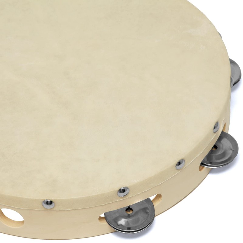 Tiger TAM91-12 Wooden Tambourine with Natural Drumhead - 12 Inches