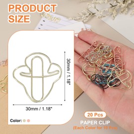PATIKIL 20pcs Paper Clip, Mushroom Shape Paper Clip Small Cute Rust-Proof Metal Strong Durable Bulk for Office Home Rust-Proof Metal Strong Durable Bulk for Office Home, 30mm, 2 Colors