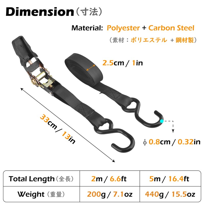 TRIWONDER Ratchet Tie Down Straps Heavy Duty Lashing Straps Cargo