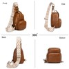 FANDARE Sling Bag for Women PU Leather Chest Crossbody Pack