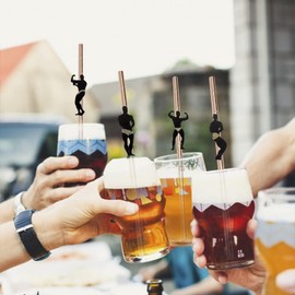 Muskelmann Straws, 18 Pieces Pennis Straws Hen Party Paper Straws Bachelorette Cocktail Straws Rose Gold Plastic-Free Drinking Straws for Bridal Shower Party Decoration Accessories