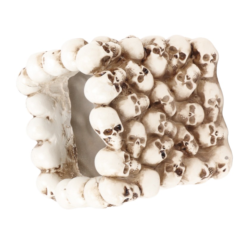 Skull Pen Holder White Resin Makeup Brush Holder Organiser Decoration