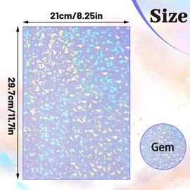 Nezyo 60 Sheets Holographic Laminate Sheets Clear Glitter A4 Size Vinyl Sticker Paper Holographic Overlay Self Adhesive Waterproof Transparent Film, 11.7 x 8.3 Inch (Broken Grass)