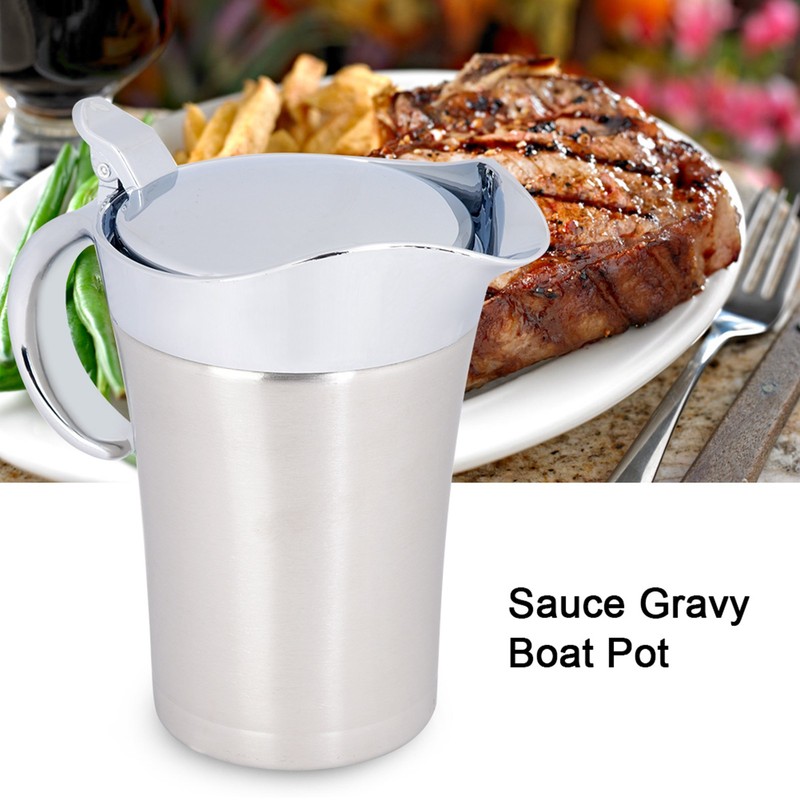 304 Stainless Steel Thermal Insulated Double Wall Sauce Gravy Boat