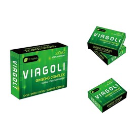 VIAGOLI Green- Ginseng Complex - The Most Effective Natural, Powerful and Fast Acting Food Supplement for Men! - (Pack of 10 Tablets)