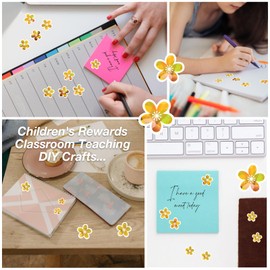 KYYYYWS 1440pcs Holographic Stickers, Golden Small Flower Stickers for Kids Reward，Creative Decorative Sticker，Teacher's Classroom Reward Sticker，Student Motivation Tools，Versatile Teaching Supplies