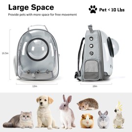DAVEMED Breathable Cat Backpack Carrier,Bubble Backpack for Puppy Kitten Small Animals,Transparent Pet Bag Carrier for Hiking,Travelling,Camping,Outdoors,Grey