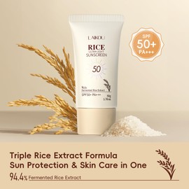 LAIKOU Rice Sunscreen SPF 50 PA+++, Ultra-Light Face & Body Sun Cream with Niacinamide & Hyaluronic Acid, Lightweight, Non-Greasy Moisturiser for All Skin Types, UVA/UVB Protection, 50g (Pack of 2)