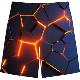 kids4ever Swimming Trunks Boys Funny 3D Print Quick Drying Swimming Shorts Kids Summer Beach Board Shorts Swimming Trunks 6-14 Years, A-geometry