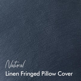 ANRODUO Set of 2 Decorative Throw Pillow Covers 24×24 Inch Soft Linen Fringe Farmhouse Boho Vintage Cushion Covers with Tassels Accent Pillowcase for Couch Sofa Bed Living Room Home Decor Navy Blue