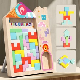 PrfcNL Wooden Multifunctional Tetris - Wooden Tetris Puzzle for Improving Fine Motor Skills, Logical Thinking and Colour Recognition