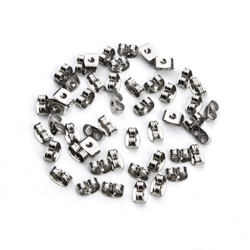 300 Pieces Stainless Steel Butterfly Earring Backs (Silver 6x4.5mm)