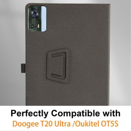 Haofun Case Compatible with OUKITEL OT5S/OT5/DOOGEE T20 Ultra/T40 Pro, Slim and Lightweight Flip Case, Foldable, Back Cover Kickstand Slim Protective Case with Hand Strap, Black