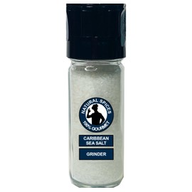 Caribbean Sea Salt with Glass Grinder, free of micro plastic, and debris, 100% Gourmet Sea Salt, Mineral and Salt-Hand Harvested-Natural Unrefined from the Caribbean ideal for everyday use- Easy to use and store, salt with iodine and great for Hidratatio