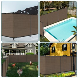 ECOOPTS 6'Hx12'L Brown Privacy Fence Set with Poles and Rails Ground Spikes Fence Kit for Garden Yard Patio Pool