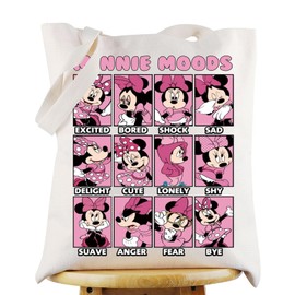 G2TUP Mouse Minnie Tote Bag Minnie Fans Gifts Minnie Moods Grocery Reusable Bag Minnie Mouse Merch (Min Mouse Moods)